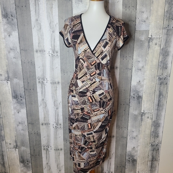 Peruvian Connection Small Faux Wrap Printed Midi Dress - Picture 1 of 6
